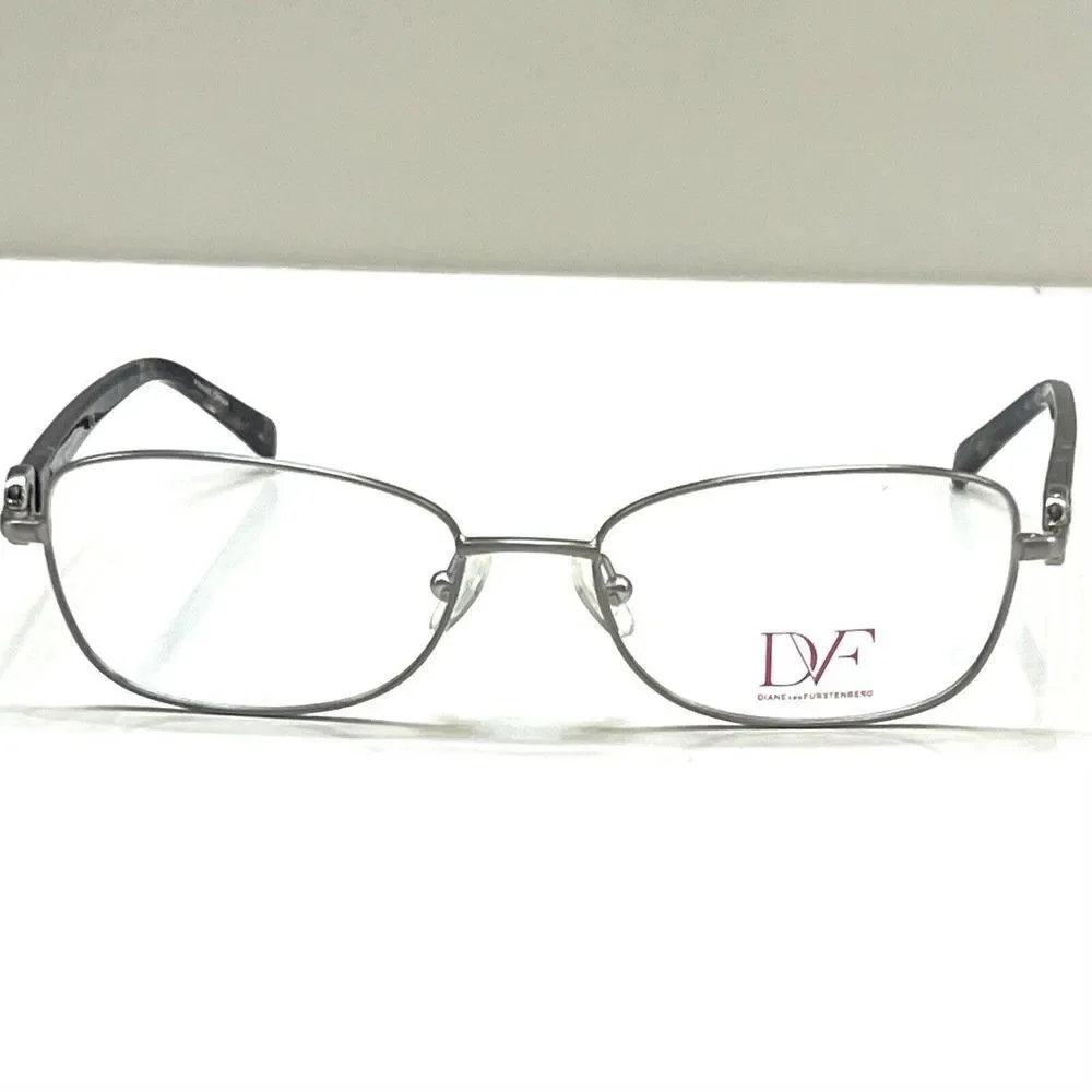 NEW Diane von Furstenberg DVF 8046 046 Matte Silver Eyeglasses Frames 51-16-135